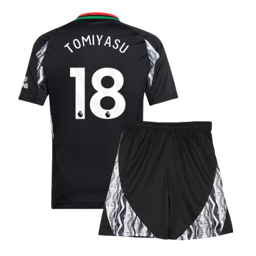 Fotballdrakt Barn Arsenal Takehiro Tomiyasu #18 Bortedraktsett 2024-25 Kortermet (+ Korte bukser)